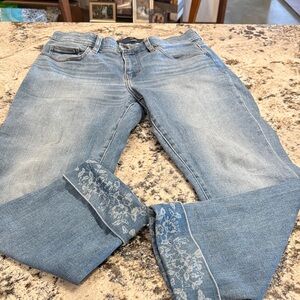 Jag Jeans Light Blue Embroidered Cuff Cropped Jeans